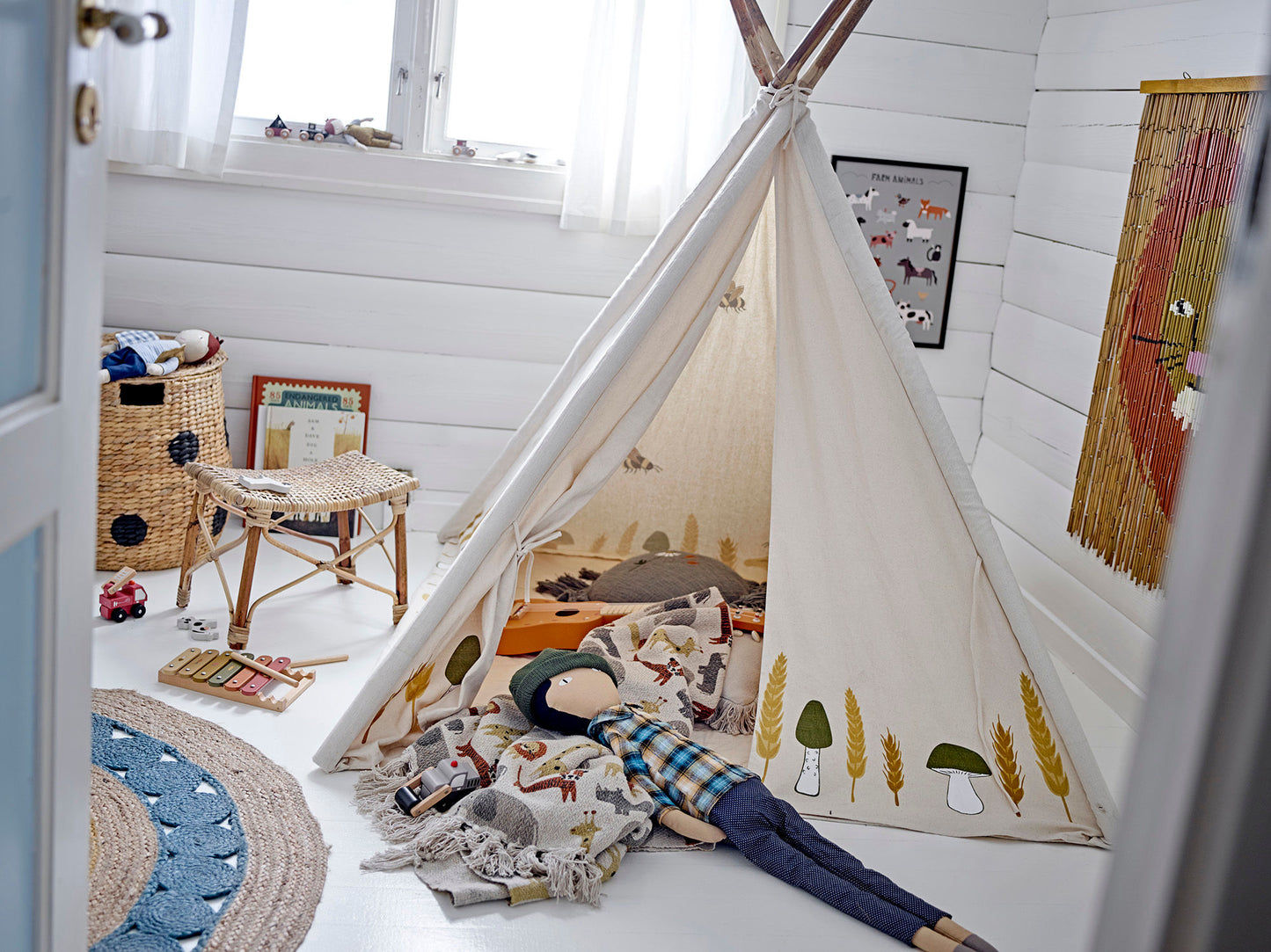 Bloomingville MINI Millo Children's Tipi, Nature, Cotton