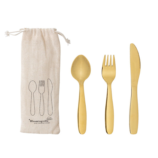 Bloomingville MINI Ally Cutlery, Gold, Stainless Steel