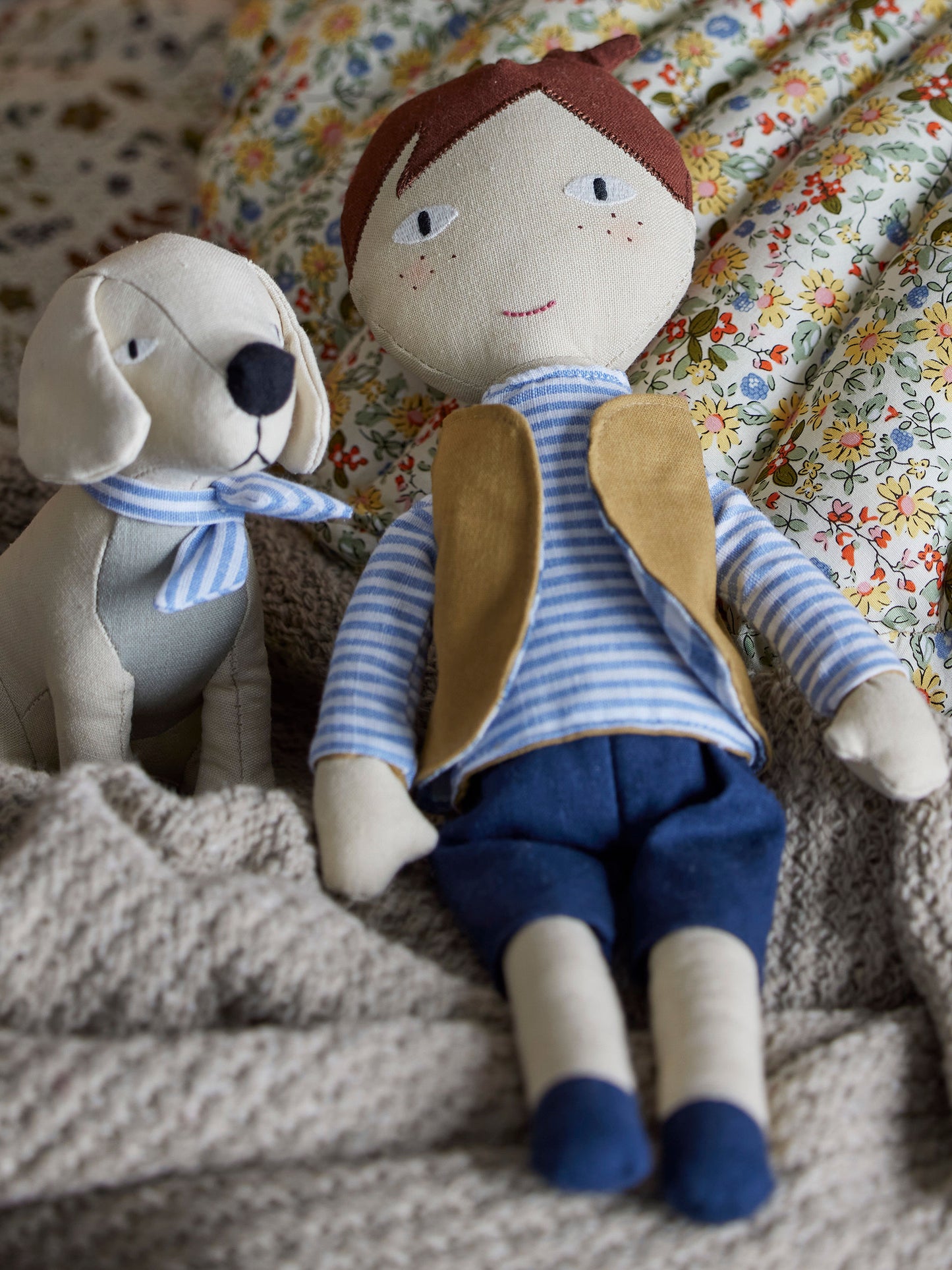 Bloomingville MINI Hilbert Doll, Blue, Linen