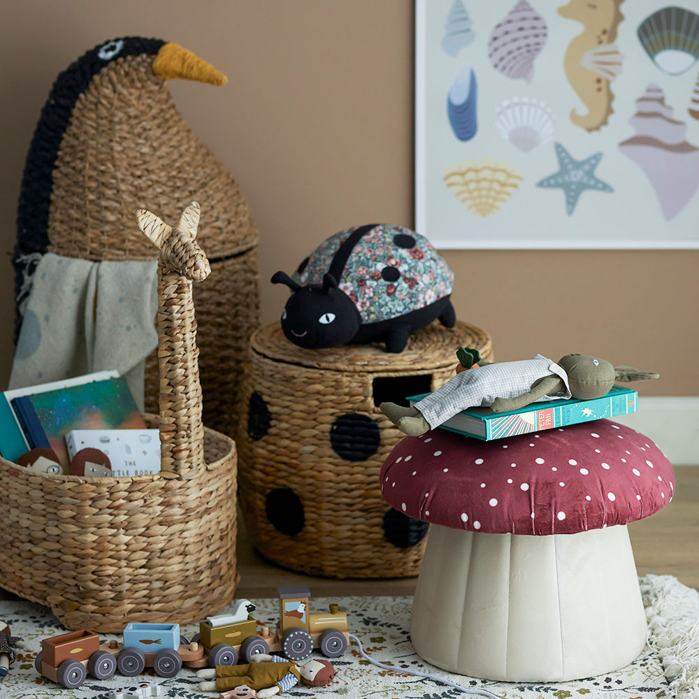 Bloomingville MINI Lue Pouf, Red, Polyester