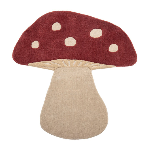 Bloomingville MINI Mushroom Rug, Red, Wool