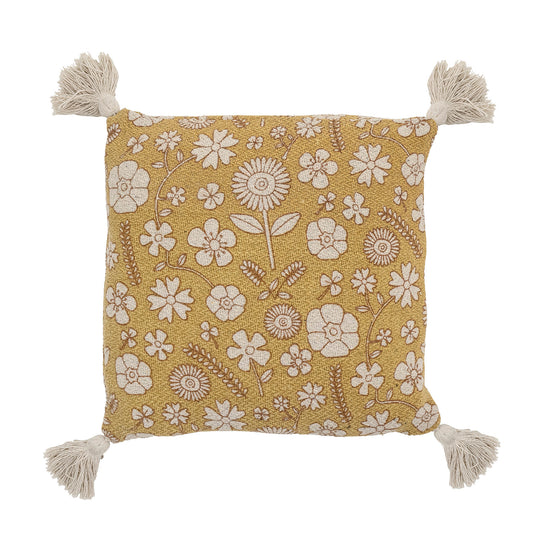 Bloomingville MINI Camille Cushion, Yellow, Recycled Cotton