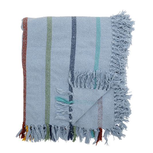 Bloomingville MINI Frey Throw, Blue, Recycled Cotton