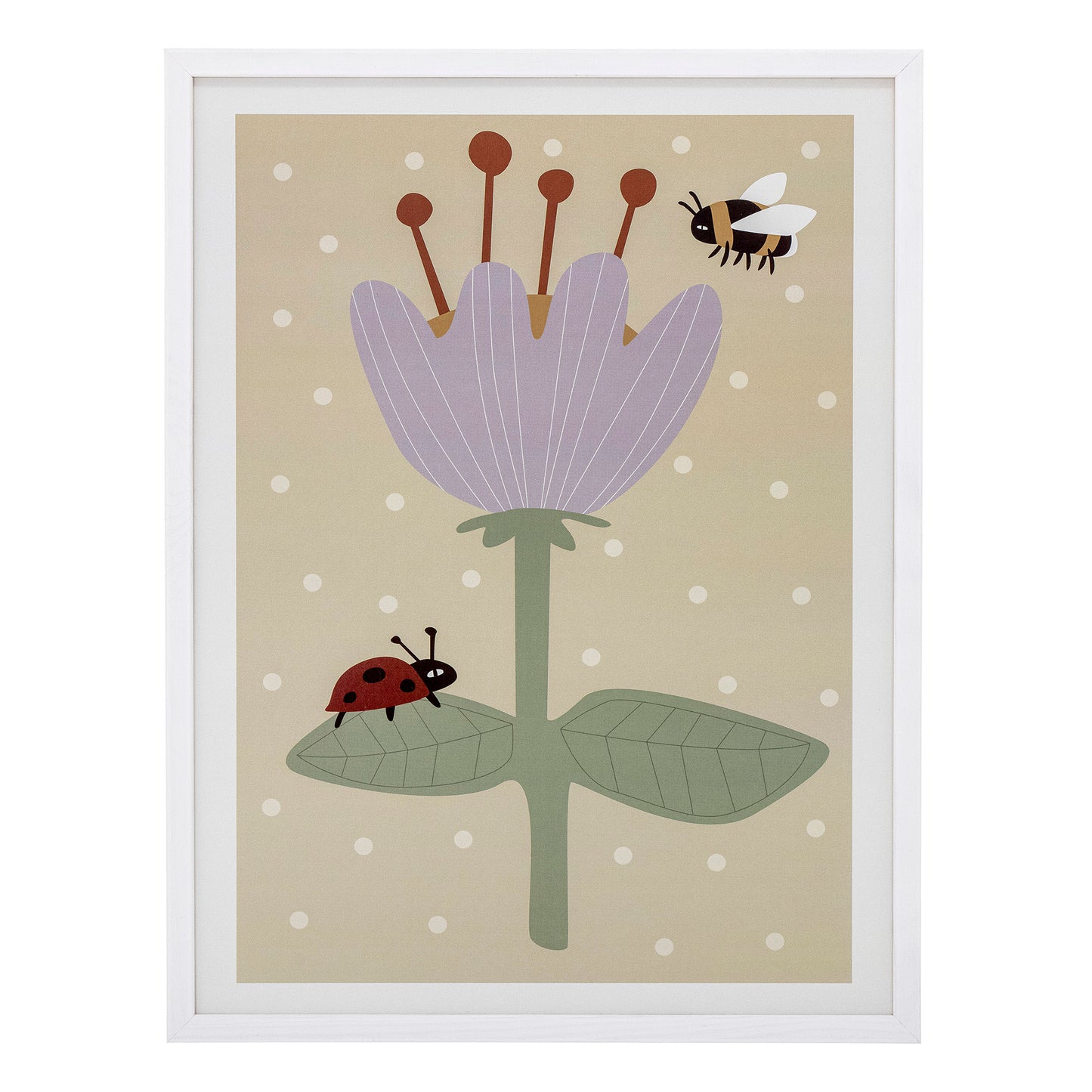 Bloomingville MINI Numa Illustration w/ Frame, White, Pine