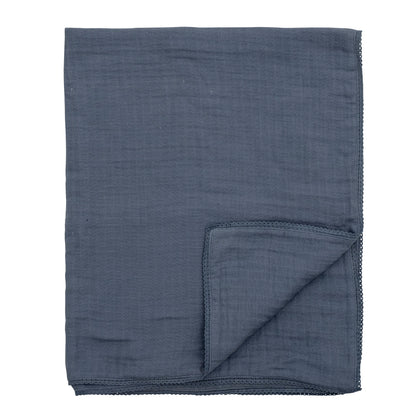 Bloomingville MINI Muslin Blanket, Blue, Cotton OEKO-TEX®