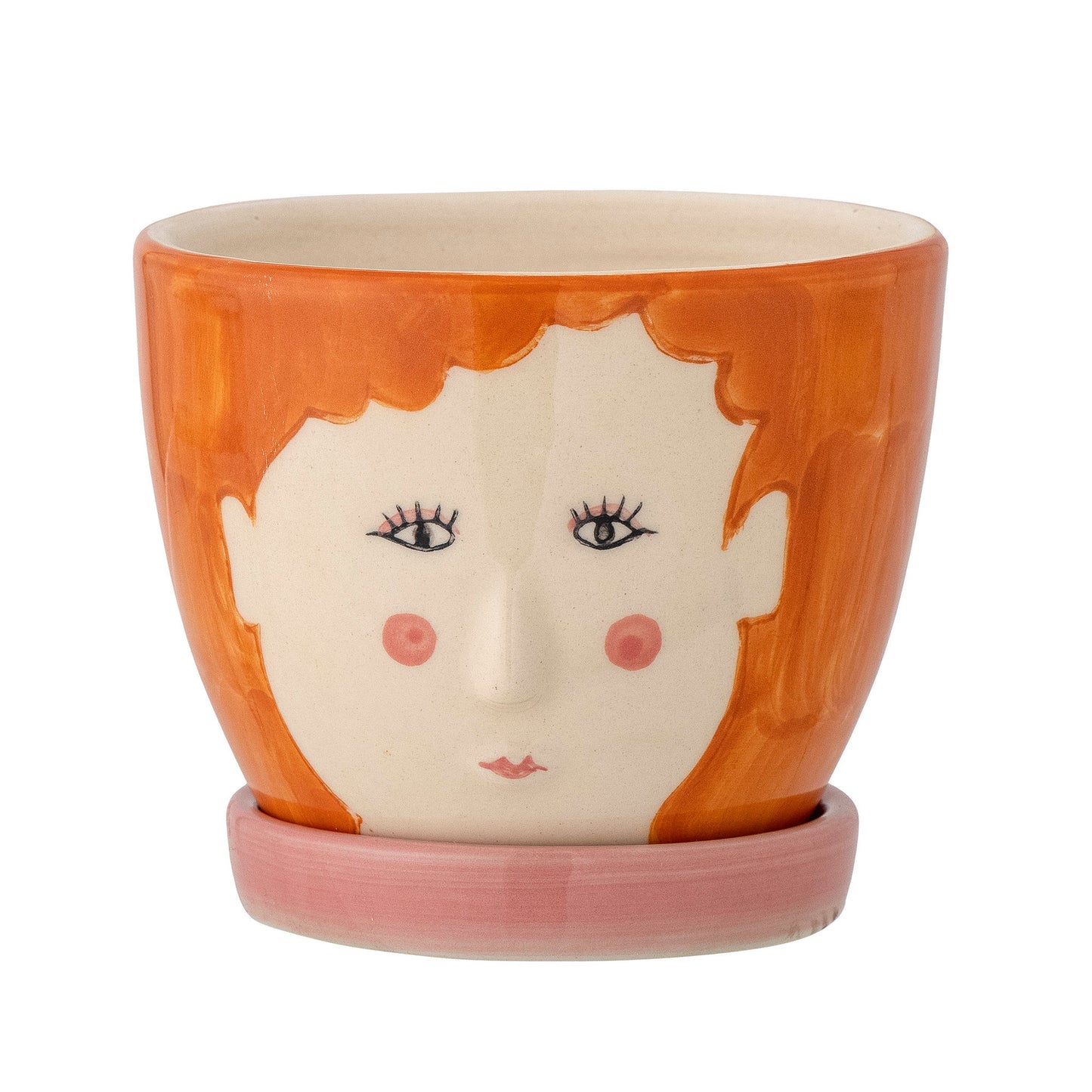 Bloomingville MINI Jaya Flowerpot w/Saucer, Orange, Stoneware